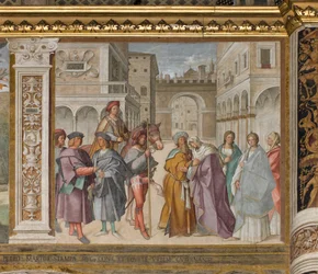 Zentrales Schiff, erstes nördliches Joch, Begegnung von St. Joachim und Sant