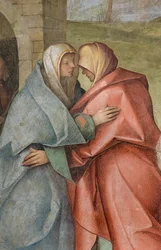 Zentrales Schiff, drittes nördliches Joch, Heimsuchung, Boccaccio Boccaccino 1516-17 (Detail)
