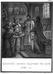 Die Wahl von Boris Godunow zum Zaren. 1598 aus Illustrierter Karamzin, 1836