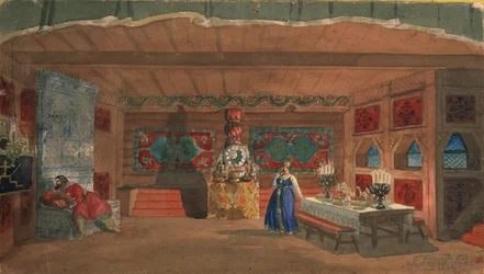 Bühnenbild für die Oper Die Zarenbraut von N. Rimski-Korsakow, 1920