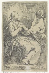 Die reuige Maria Magdalena in der Höhle vor einem Kruzifix