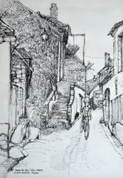 Haus mit Treppen, Culen, Frankreich