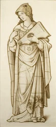 Muse der Lyrik – Karton für Glasmalerei, ca. 1890