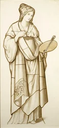 Muse der Malerei – Karton für Buntglas, ca. 1890