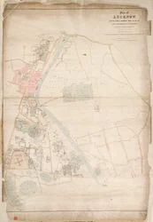 Plan von Lucknow, erstellt nach einer 1856 von Leutnant Moorsom von der 52. Leichten Infanterie durchgeführten Vermessung. (Überreicht von Hauptmann Moorsom, C.E.), um 1856