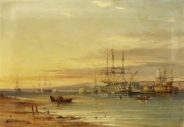 Ansicht des Hafens von Portsmouth, mit H.M.S. 