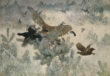 Habicht und Birkhuhn, 1884