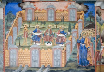Bulgarien, Rila-Kloster, Fresko in der Kirche der Geburt der Jungfrau