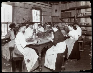 Frauen arbeiten in der Hardman, Peck und Co. Klavierfabrik, New York