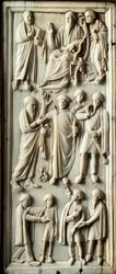 Episode aus dem Leben des Heiligen Paulus von Tarsus. Elfenbein-Diptychon. 5. Jahrhundert. Florenz, Museo Nazionale del Bargello