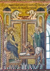 Jesus heilt den Gelähmten, byzantinisches Mosaik, Episoden aus dem Leben Christi, XII-XIII. Jahrhundert