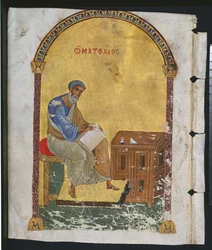 Blatt aus einem Lektionar mit St. Matthäus, 1057-1063