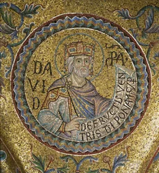 König David Detail der Innenmosaiken in der St. Markus Basilika, 13. Jahrhundert