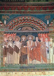 Konstantin IV. gewährt Bischof Reparatus Privilegien für die Kirche von Ravenna, 671-77 (Mosaik)
