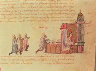 MMS Vitr 26-7 Der byzantinische Kaiser Romanus III. Argyrus empfängt Emir Ben Zarah, aus dem Madrid Skylitzes