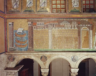 Die Flotte im Hafen von Ravenna, 535-38 n. Chr. (Mosaik)