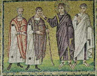Die Heilung von zwei Blinden aus Jericho, Szenen aus dem Leben Christi (Mosaik)