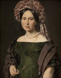 Die Frau des Künstlers mit einem Turban