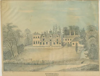 Seighford Hall (kolorierte Waschzeichnung)