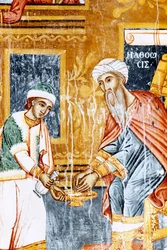 Fresko im Kloster Mikro Sotiris, Symi Insel, Griechenland (Foto)