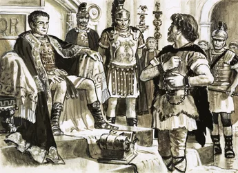 Caractacus konfrontiert Kaiser Claudius