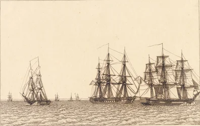 Eine Brigg segelt. Illustration zu "Linearperspectiven", Tafel IXb