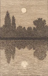 Mondschein über einem See. Illustration zu "Linearperspektive", Tafel IV