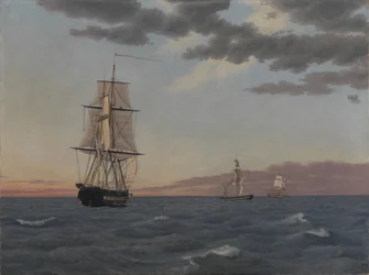 Die Korvette "Galathea" liegt bereit, um der Brigg "St Jean" zu helfen