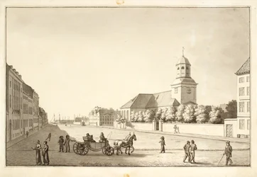 Aussicht über den Sankt Annæ Platz mit der Garnisonskirche