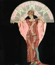 Art Deco Schönheit mit einem Fächer von Coles Phillips