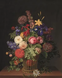 Ein leichter Korb mit Blumen