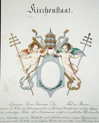 Wappen des Kirchenstaates des Vatikans, aus einer Sammlung von Aquarellen, veröffentlicht in Deutschland, ca. 1830-33