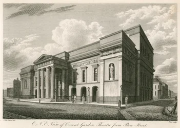 Außenansicht des Covent Garden Theaters, London, von Bow Street
