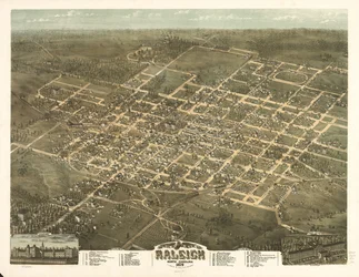 Vogelperspektive der Stadt Raleigh, North Carolina 1872