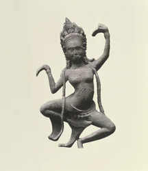 Eine tanzende Apsara, Detail von einem Fries, spätes 12. - frühes 13. Jahrhundert (Detail)