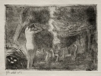 Badende und Gänse, 1895
