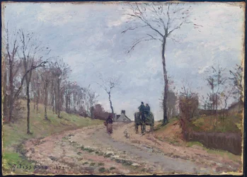 Kutsche auf einer Landstraße im Winter, Vororte von Louveciennes