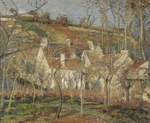 Rote Dächer, Ecke eines Dorfes, Winter, 1877