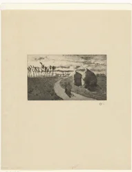 Dämmerung mit Heuhaufen