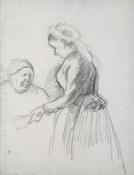 Studie der Mutter des Künstlers mit ihrer Magd