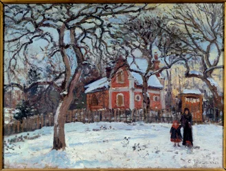 Kastanien und Louveciennes Landschaft im Schnee