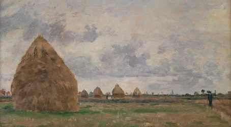 Landschaft mit Heuhaufen