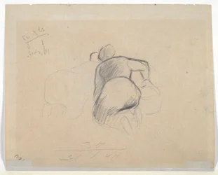 Kniende Frau (recto); Zwei kniende Bäuerinnen (verso)