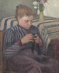 Frau beim Flicken