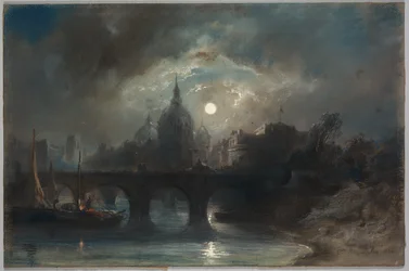 Ansicht einer Stadt bei Nacht, 1831