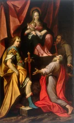 Madonna mit Kind und den Heiligen Vitale und Hieronymus, Werk von Camillo Procaccini, aufbewahrt in der Galleria Estense in Modena