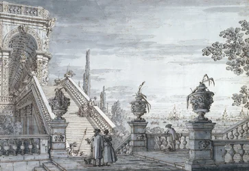 Ein Capriccio mit einer monumentalen Treppe
