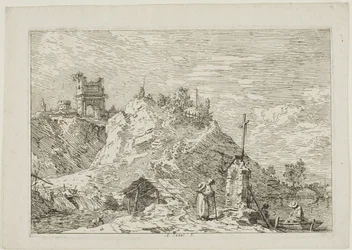 Landschaft mit dem betenden Pilger, aus Vedute