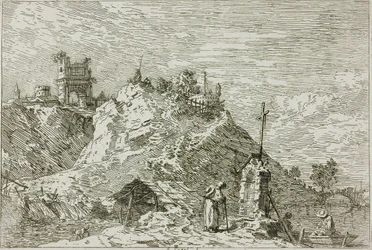 Landschaft mit dem betenden Pilger, aus Vedute
