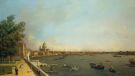 London: Die Themse von der Somerset House Terrasse in Richtung Stadt